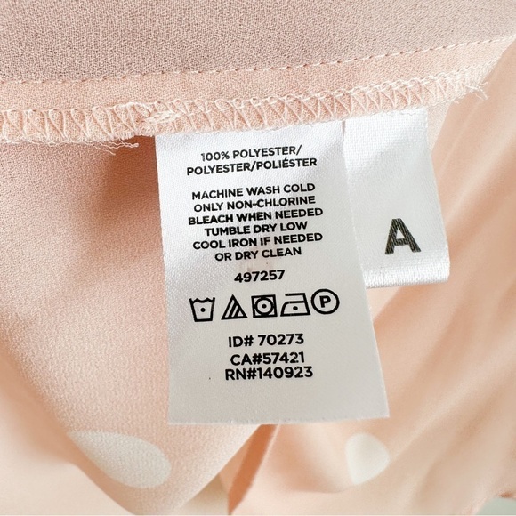 Loft Pale pastel pink white polka dot Sheer Button Front Collared Top sz small - Picture 6 of 11